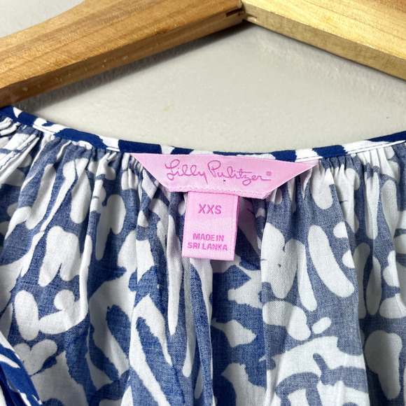 Blue and White Lilly Pulitzer Long Sleeve Blouse XXS - Picture 2 of 6